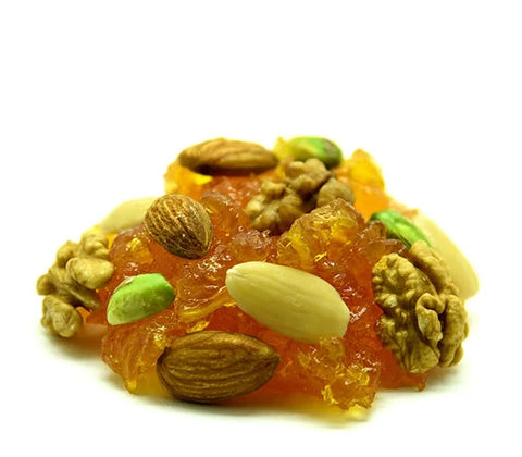 Candied pumpkin grates with nuts.